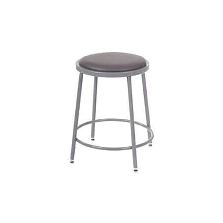 Global Industrial Shop Stool w/Vinyl Upholstered Seat/Steel Frame 18-27 Adjustable Height  Gray 688307